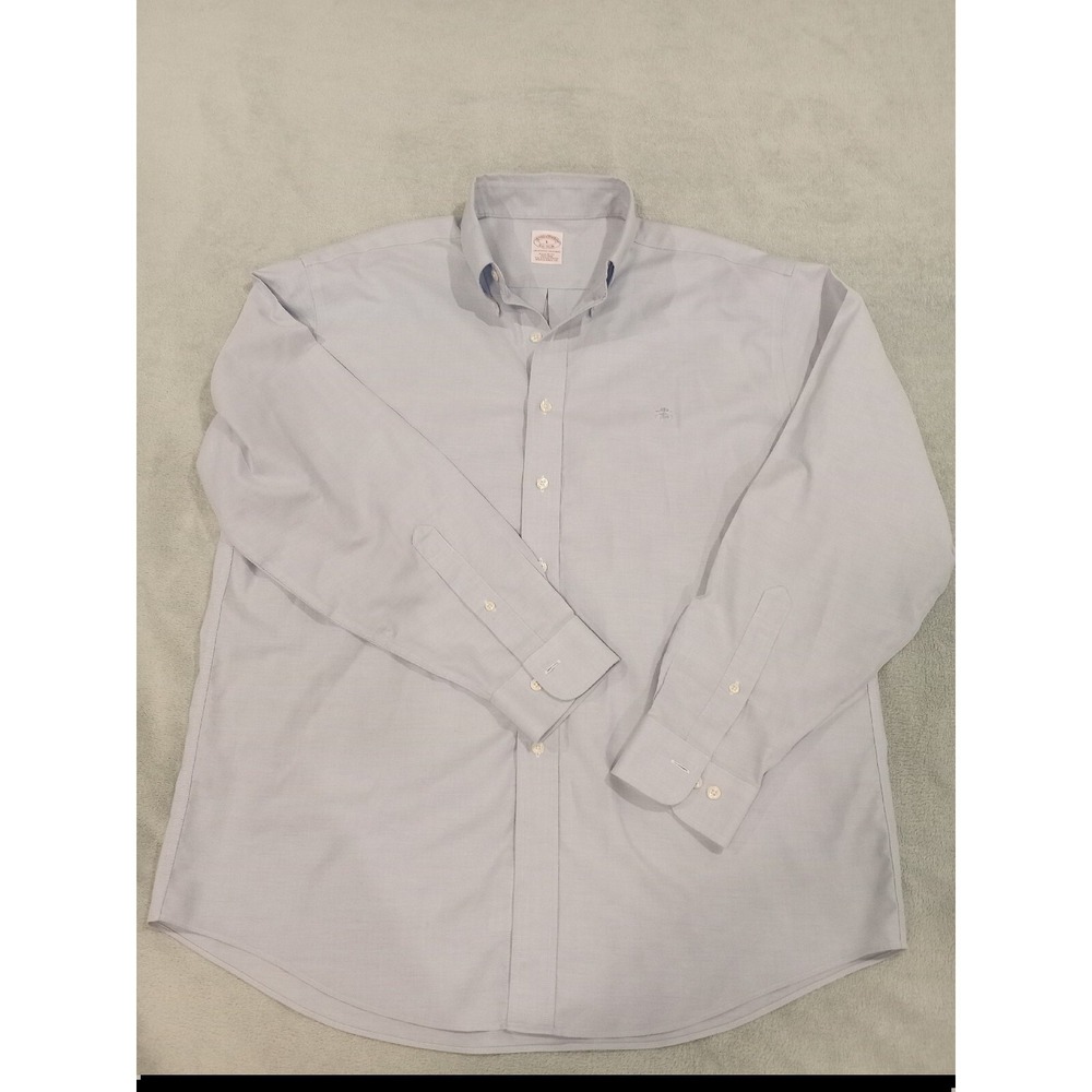 Mens Brooks Brothers The Original Polo Dress Button Shirt Regular Fit Blue Large